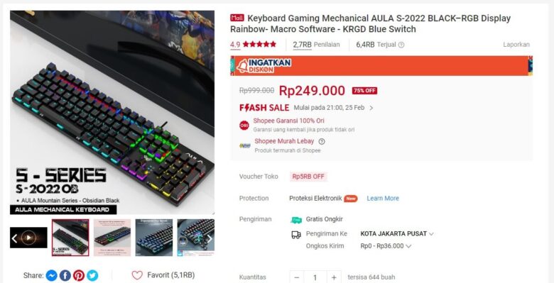 harga Keyboard Gaming Mechanical AULA S
